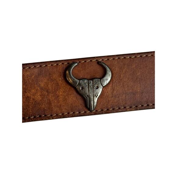 Vintage Silver Creek Western Concho Belt Men 28 Brown Genuine Leather Adjustable - Picture 6 of 16